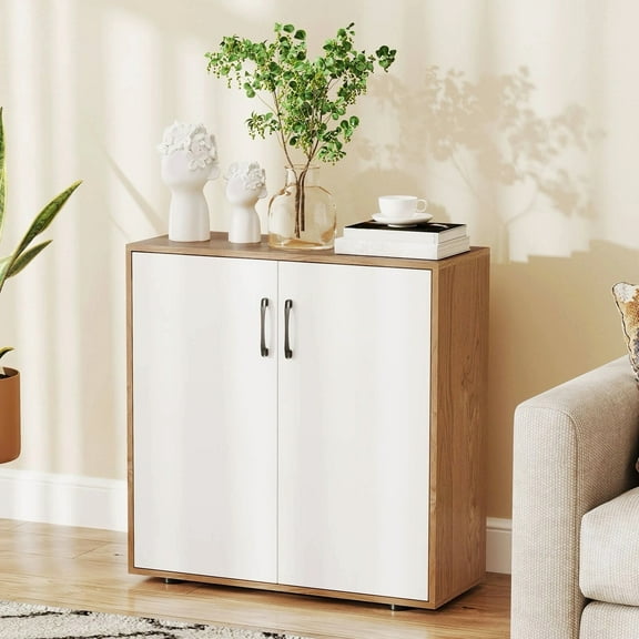 Auranook 2-Door Storage Cabinet, Kitchen Accent Storage Cabinet with Adjustable Shelf, Freestanding Organizer for Coffee Bar