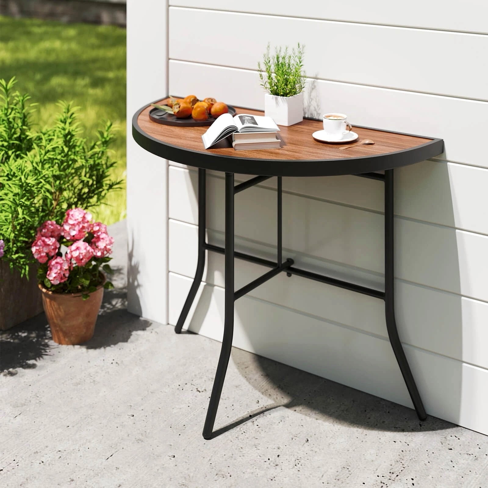 Auranook 2PCS Half-Round Folding Event Table Foldable Banquet Table w ...