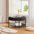 thumbnail image 1 of Auranook 30.9" Wide Modern Upholstered Round Ottoman Coffee Table with Open Storage Shelf and Metal Legs, Faux Fur，Charcoal, 1 of 9