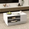 thumbnail image 1 of Auranook 34 Inch Coffee Table with Storage, Modern Rectangular Centre Table, Wine Table with 2 Open Shelves, Raised Base, Non-Slip Mat, 1 of 8
