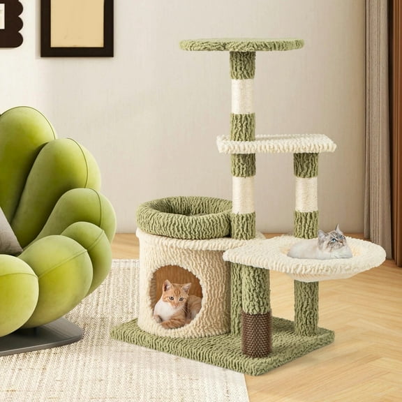Auranook 38" Multi-level Cat Tree, Cute Cat Tower w/Top Perch,Sisal Scratching Posts, Indoor Activity Center for Kittens