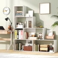 thumbnail image 1 of Auranook 4-Tier Bookshelf with 6 Storage Cubes 64" Tall Modern Geometric Stair Bookcase, 1 of 7