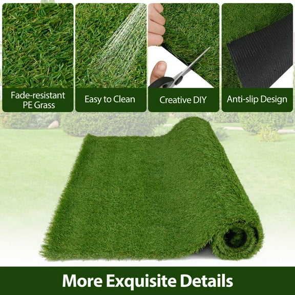 Auranook 5 x 8 FT Artificial Grass Turf w/Drainage Holes Nonslip Bottom 60 OZ HeavyIndoor Outdoor Synthetic Turf Mat