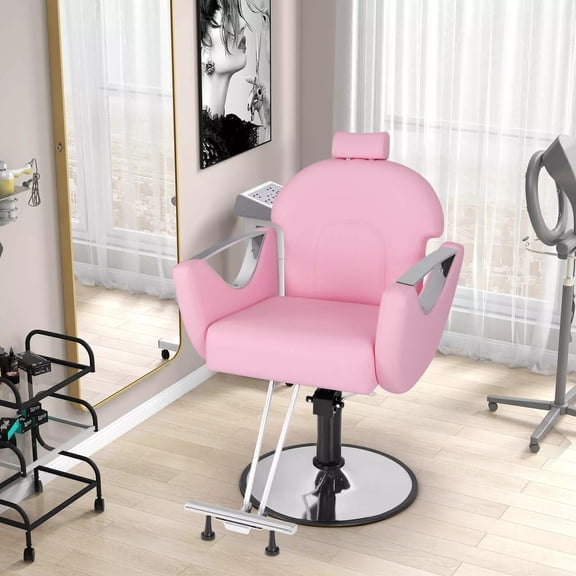 Auranook Barber Chair, Reclining Salon Chair for Hair Stylist, 360Swivel Hair Styling Chair with Adjustable Height & Headrest, Hydraulic Pump Shampoo Chair