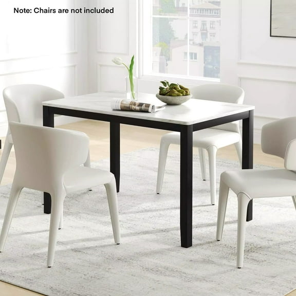 Auranook Dining Table for 4 People, 45" Rectangular Mid Century Kitchen Table w/ Faux Marble Tabletop, Rubber Wood Legs