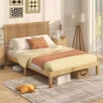 thumbnail image 1 of Auranook Full Rattan Bed Frame, Cane Bed Mattress Foundation w / Rattan Headboard, Under-bed Storage, Rubber Wood Legs, Boho Wooden Platform Bed, 1 of 10