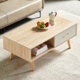 thumbnail image 1 of Auranook Rectangle Coffee Table with Solid Wood Legs, Drawer for Storage, Modern Table for Living Room , Natural, 1 of 9