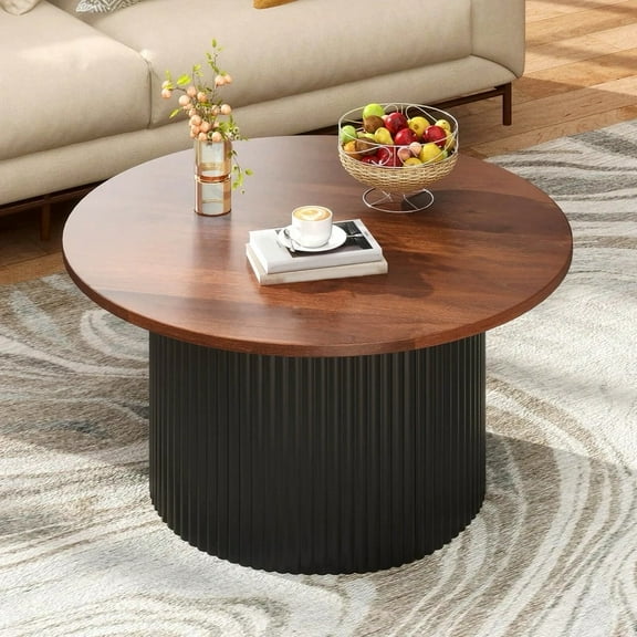 Auranook Round Coffee Table 32" Tea Table w/ Solid Wood Frame Home Accent Cocktail Table