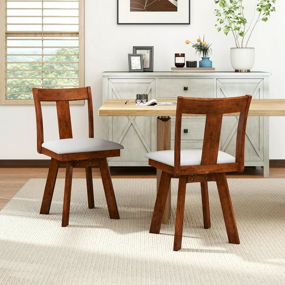 Auranook Swivel Dining Chairs Set of 2 Dining Room Chairs with Rubber Wood Frame