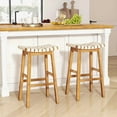 thumbnail image 1 of Auranook Woven Saddle Stools Set of 2 31" Faux PU Leather Bar Height Kitchen Stool, 1 of 7