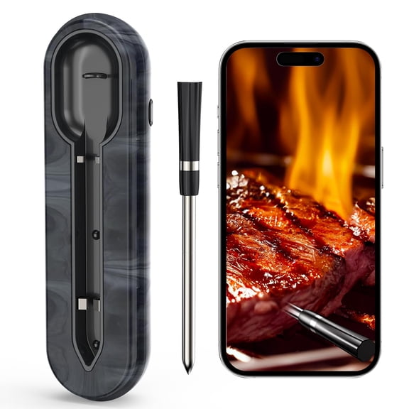 Aurasky Unique Wireless Meat Thermometer, Accurate Temperature Detection Probe, 500FT Remote Monitoring, Dual Alarm, Cooking Meat Thermometer Wireless for Grilling, Smoking, Oven, BBQ, Rotisserie