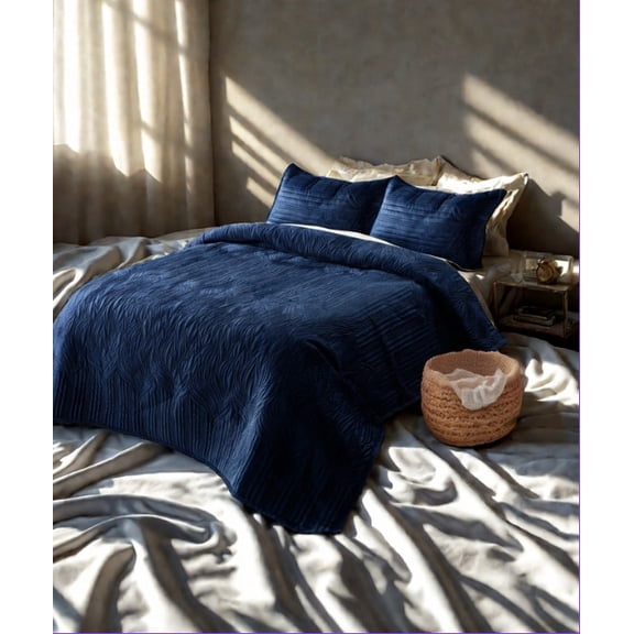 Auravelle Ultrasonic Quilted Bedcover Set - Blue