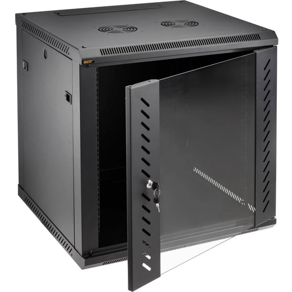 Auray SVRK Series 12 RU Shallow 450mm Wall-Mount Server Rack Cabinet for 19-Inch Servers, Network and Telecom Equipment, Steel Enclosure with Locking Window Door, 132 lb Capacity