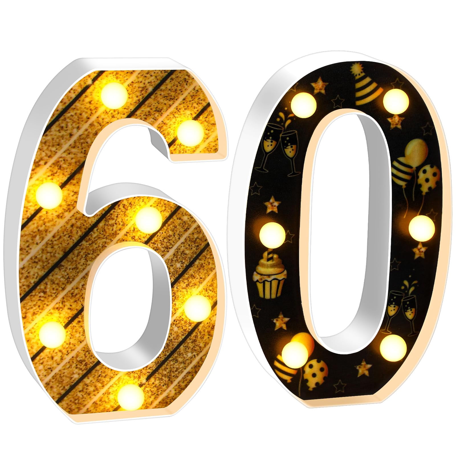 Aurelema 60th Birthday Table Decoration LED Number 60 Birthday ...
