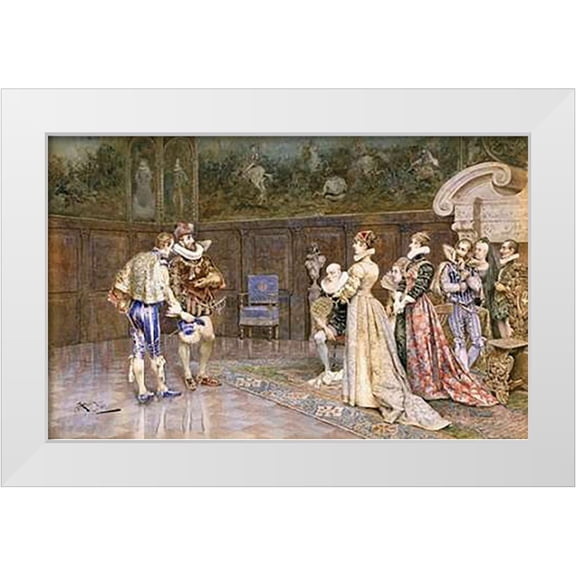 Aureli, Giuseppe 14x10 White Modern Wood Framed Museum Art Print Titled - A Presentation of Henry of Navarre