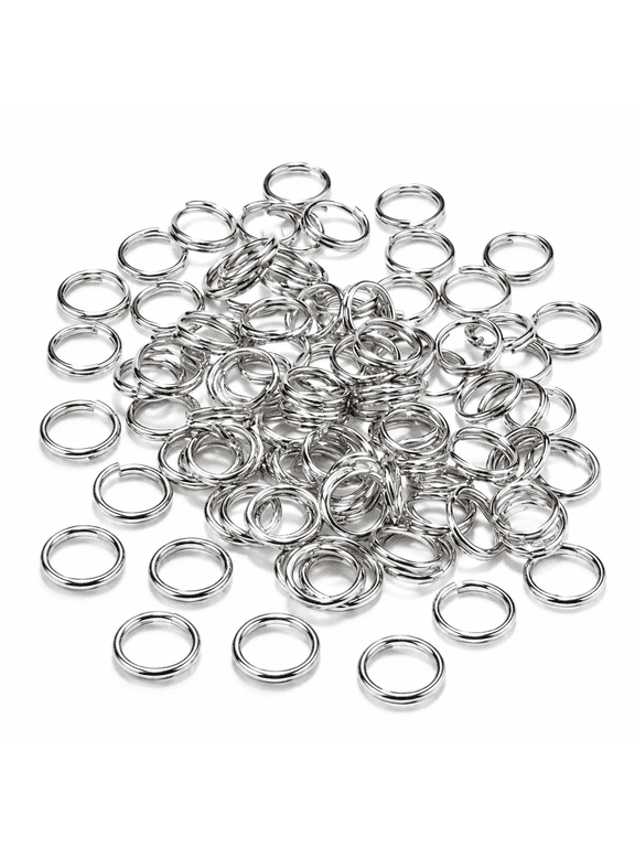 100Pcs 8Mm Mini Split Ring for Jewelry Making, Double Loops Round Split Jump Rings Necklaces Bracelets Earrings Metal Tiny Keychains Key Rings for Pet Collar Tag Diy Craft Accessories