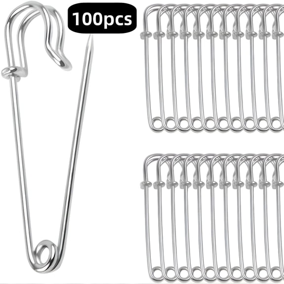 Aurelia 100Pcs Extra Strong Large Safety Pins - Heavy Duty Steel Spring Lock Fasteners for Blankets, Crafts, Skirts and Kilts - Durable Brooch Making Essential