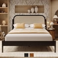 thumbnail image 1 of Aurelia 14 Inch Signature Bed Frame with Headboard - Bohemian & Mid Century Modern Style - Wood Slat Support - No Box Spring Needed - Easy Assembly - Black, Queen, 1 of 5