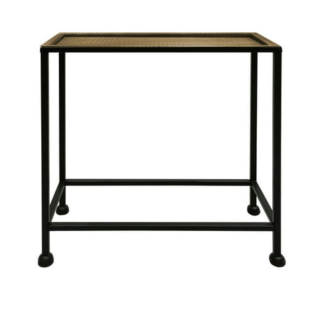 Aurelia 20" Side End Table Tray Top Antique Bronze Aluminum Black Iron Frame