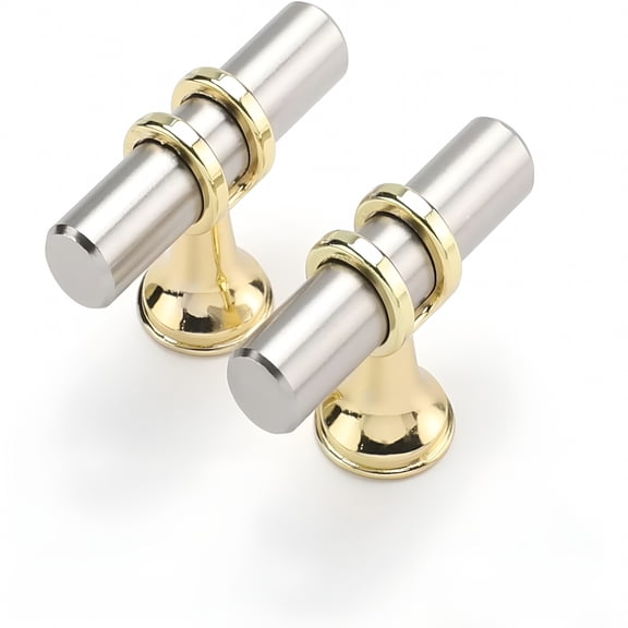 Aurelia 2026 New 10 Pack Brushed Nickel Cabinet Knobs,Gold Cabinet Knobs Kitchen Handles Gold Kitchen Hardware,Single Hole Pulls T Bar Pulls Brushed Nickel&Gold Matched T-Bar Knobs