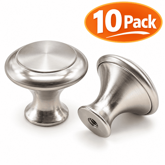 Aurelia 2026 New 10 Pack Brushed Satin Nickel Cabinet Knobs-Round Drawer Pulls for Kitchen Cabinets-Refresh Dresser Handle and Cupboard Door-Home Improvement and Remodeling-30Mm Diameter Knob