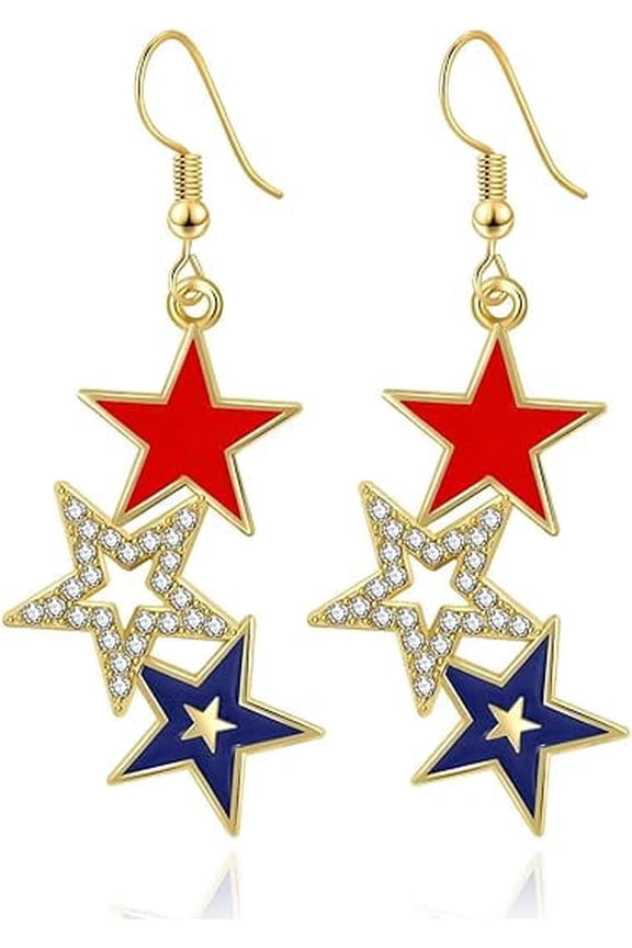 4th of July Earrings for Women Usa Dangle Red White Blue Earrings for Independence Day Patriotic Jewelry Gift