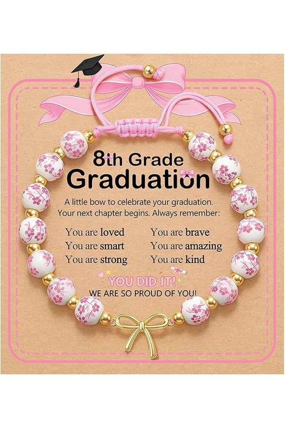 Kindergarten 5th 8th Grade Graduation Gifts Pink Bow Bracelet Graduation Gifts for Girls Kids