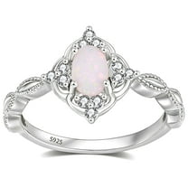Aurelia Opal Ring for Women by Ginger Lyne Sterling Silver Oval Gemstone Cubic Zirconia