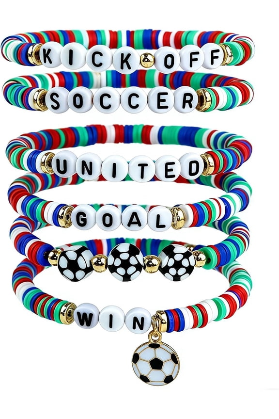 World Game Cup Soccer Jersey 2026-6 Pack USA Soccer Bracelets | World Game Cup Merchandise Shirt Jewelry Accessories Outfits for Women Men - Soccer Gifts for Fans Players Coaches Team