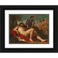 thumbnail image 1 of Aureliano Milani 14x11 Black Ornate Wood Framed Double Matted Museum Art Print Titled: The Drunkenness of Noah, 1 of 5