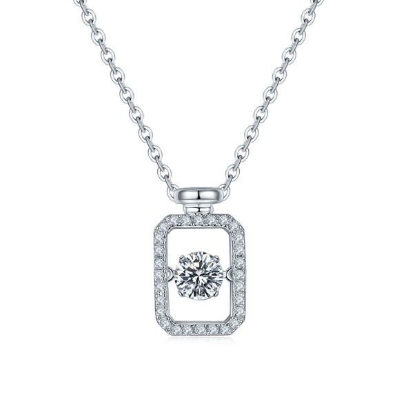 Aurelle Women's Moissanite Pendant Necklace — D-Color VVS1 Lab-Grown Moissanite, 18K White Gold Plated 925 Sterling Silver, Solitaire Style — Ideal Anniversary or Birthday Jewelry Gift for Her