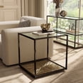 thumbnail image 1 of Aureum Modern 1-Shelf Metal End Table with Tempered Glass Top, Antique Gold, 1 of 14
