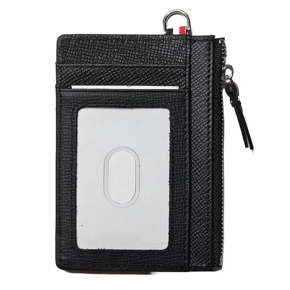 AurexaFashion RFID Blocking Unisex Slim Minimalist Saffiano Leather Card Holder Wallet, Black