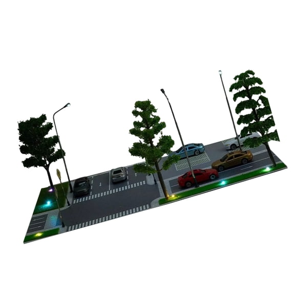 Aurgiarme 1:87 Scale Dioramas Car Garage Models LED Lighting City Street Car Parking Lots Scene Display Model Toy Unisex