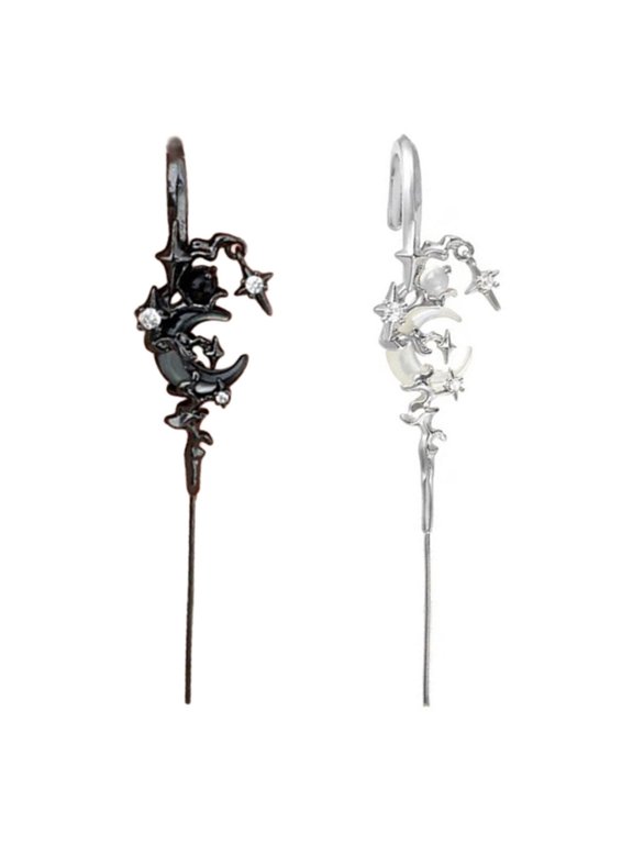 2Pcs Moon Drop Earrings Tassels Earrings Star Pendant Earrings Fashion Ear Jewelry Alloy Texture for Various Occasion