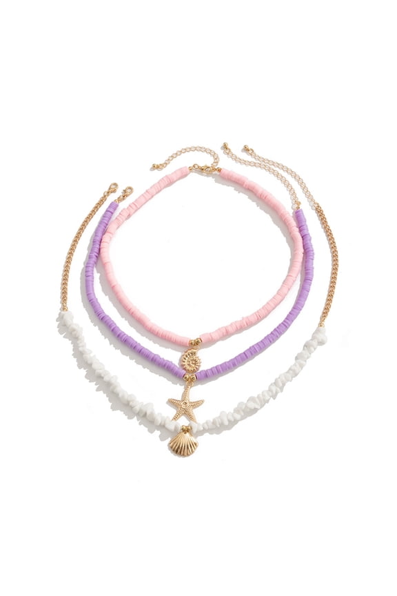 3 Pieces Sea Themed Necklaces Trendy Collarbone Chain Choker with Lightweight Designing For Beach Parties