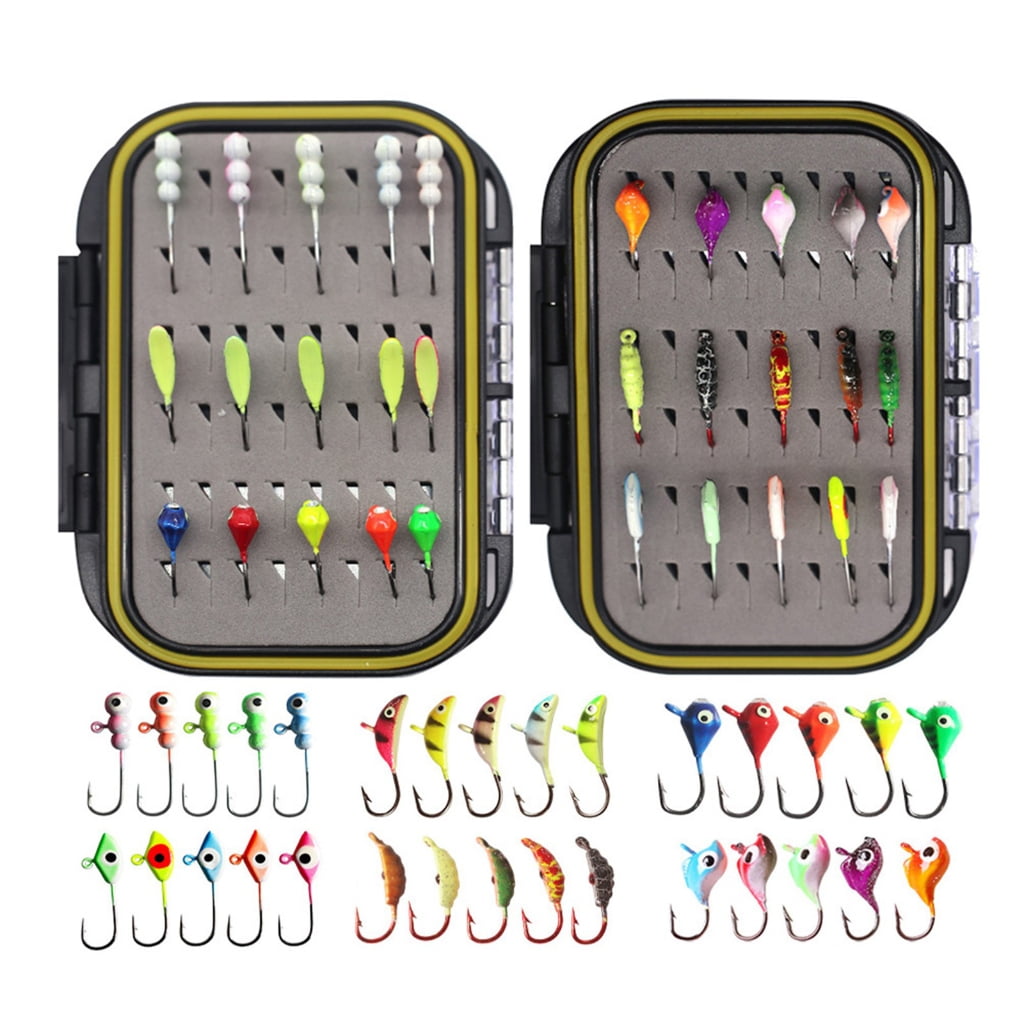 Aurgiarme 30/36pcs Winter Ice Fishing Jigs Set Ice Fishing Lure Set Sinking Metal Jigging Hard Baits Ice Fishing Gears Small Baits
