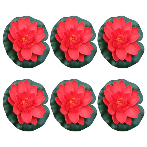 Aurgiarme 6Pcs Artificial Floating Flower with Leaf Pad, Artificial Floating Flower for Pond Decorations