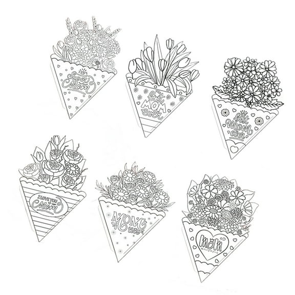 Aurgiarme 6pcs Paper Flower Bouquet Craft Cards Mother Day Decorations Handmade Greeting Cards for Parties and Festivals