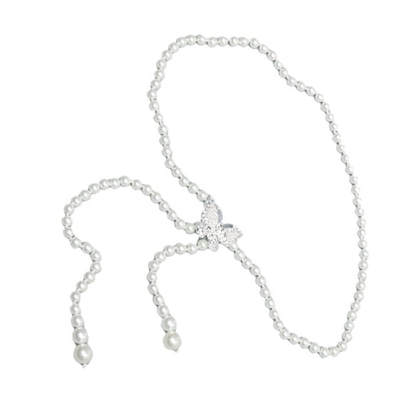 Aurgiarme Adjustable Butterfly Pearls Waist Chain Luxury Pearls Waist Band Thin Belt Enjoy Female Elegances for Various Occasion