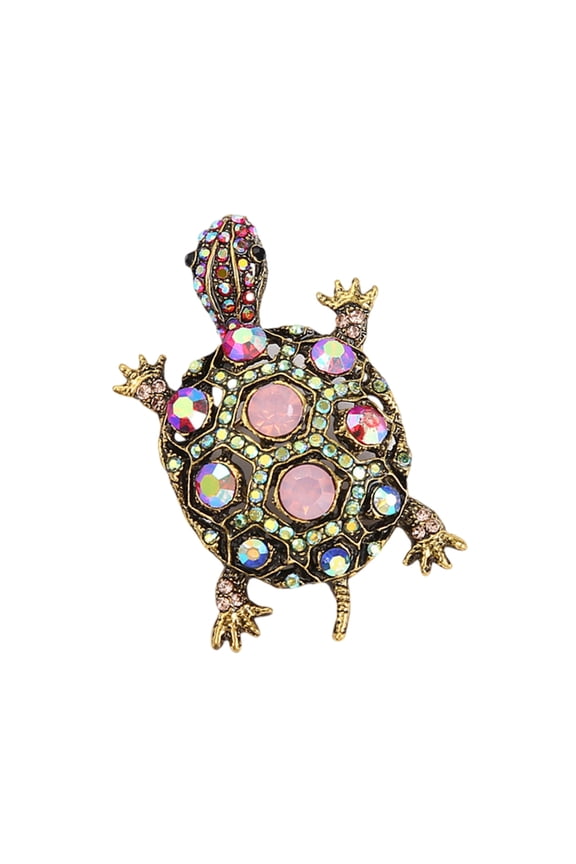 Alloy Turtles Brooches with Sparkling Rhinestones Women Fashionable Pins Unisex Animal Jewelry for Parties and Daily Use