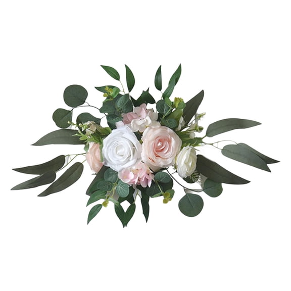Aurgiarme Artificial Flower Swag Wedding Welcome Sign Decoration for Wedding Ceremony Reception Backdrops Table Centerpieces