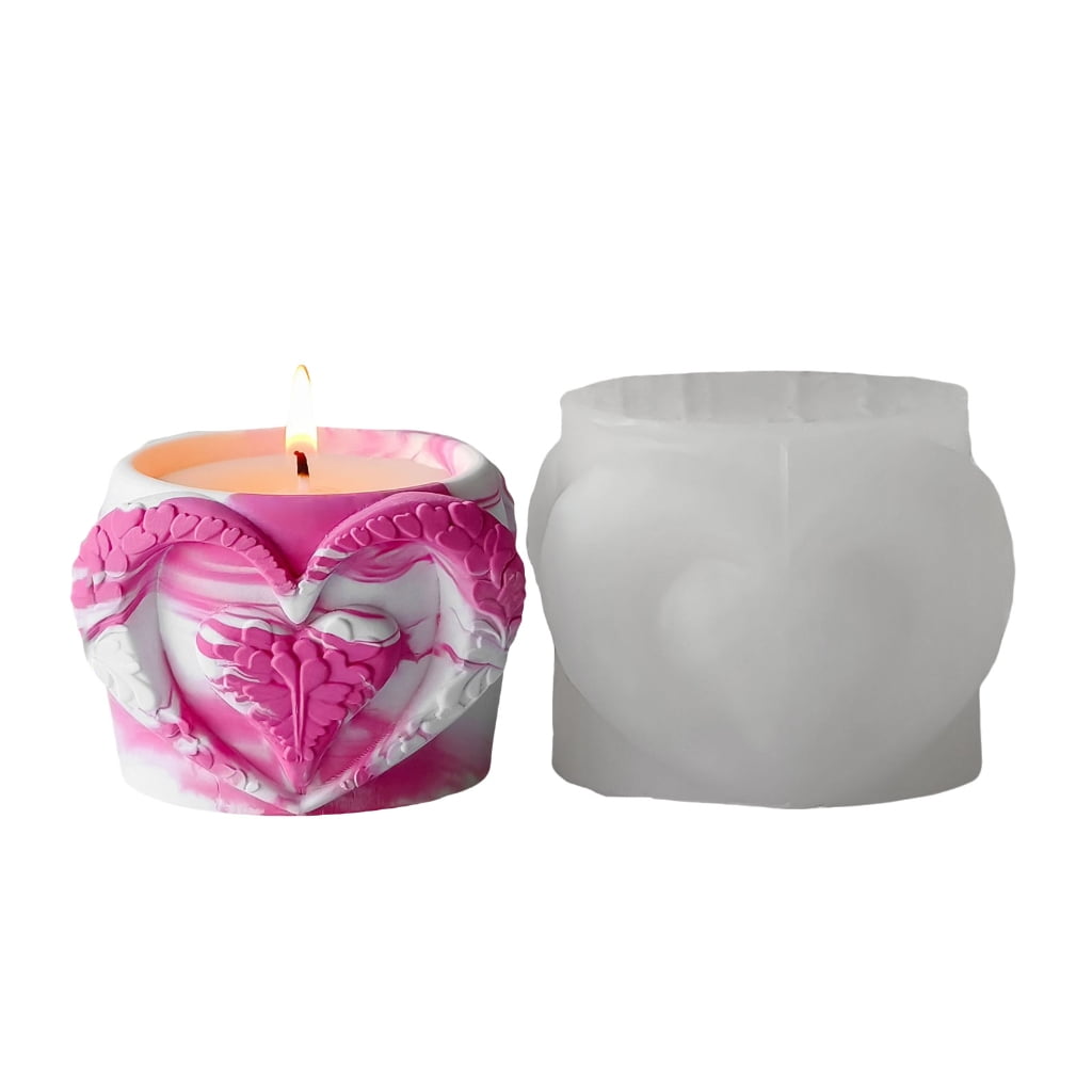 Aurgiarme Candle Cup Mold Heart Shape Planter Moulds for Crafting Unique Candle Cup Suitable for Handmade Candle Cup