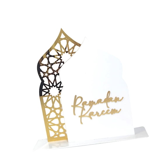 Aurgiarme Carving Decoration Unique Middle Eastern Castles Shape Eid Table Centerpieces Acrylic Texture for Eid Celebratio