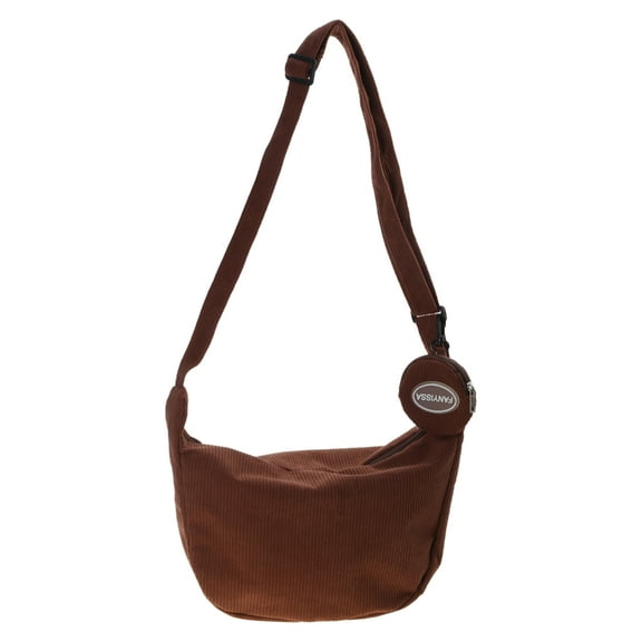 Aurgiarme Corduroy Crossbody Bag with Zipper and Adjustable Strap Suitable for Various Occasions