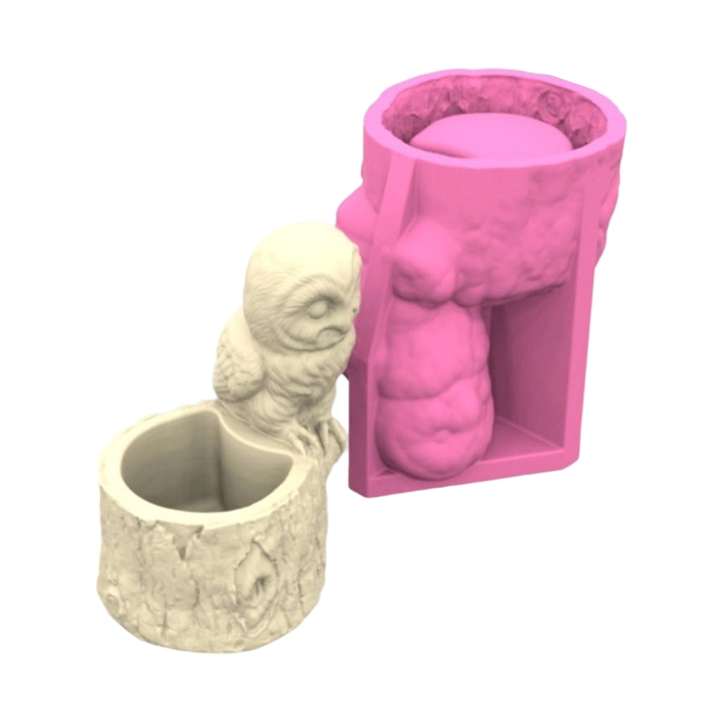 Aurgiarme Creative Owl Silicone Mould Succulents Pots Moulds Concrete Planter Molds Resin Crafting Molds for Hand-Making Lover