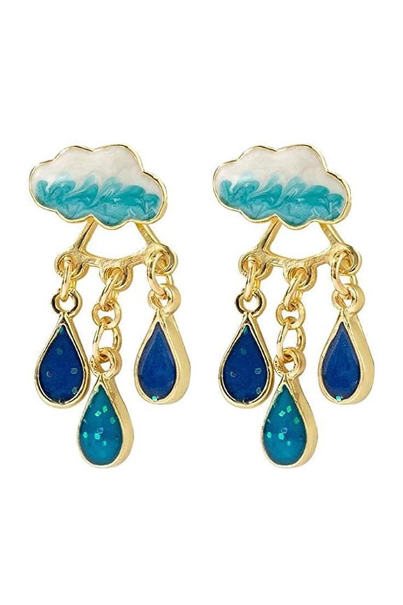 Delicate Water Drop Earrings With Clouds Raindrop Dangle Earrings For Parties And Casual Wear