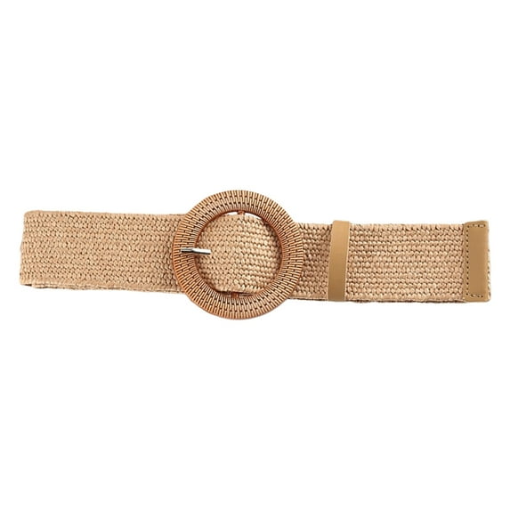Aurgiarme Elegant Braided Waist Belt for Women Simple Buckle Belt Stretchy Elastic Waistband for Dress Decorative Wide Waiststrap