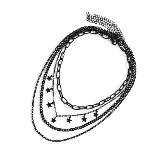 Aurgiarme Elegant Necklace Gothic Inspired Black Neck Chain Fashion Jewelry with Star and Moon Charm for Trendy Women