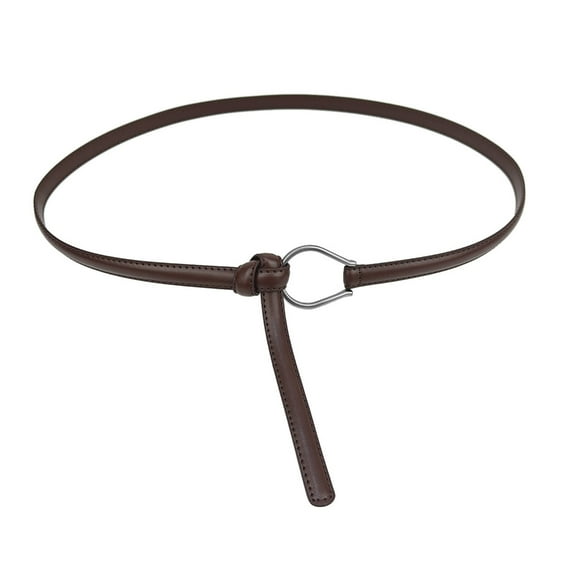 Aurgiarme Elegant Thin Belt for Women Simple Thin Belt Knotted Leather Belt for Dress Coat Decorative Skinny Belt for Dating